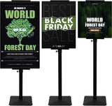 SCZS Heavy Duty Floor Poster Standing Display Poster Sign Holder with Non-Slip Mat Base Adjustable Height Up to 75 inches for Board & Foam (Black)