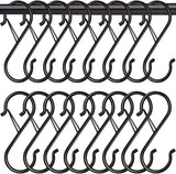 Waitkey 8 Pack S Hooks for Hanging, 3.5 inch Heavy Duty Metal S Hooks with Safety Buckle S Shaped Hooks Pot Rack Closet Hooks for Hanging Plants, Clothes, Kitchen Utensil, Pots, Pans, Bags (Black)