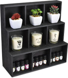 Ikee Design Wooden Multi-Slot Shelf Display,Stylish Wood Organizer Stand for Bangle Bracelets, Watches,Ties, Belt and More,Perfect for Home Decor and Store Display, Coffee Color