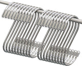 Myfolrena 20-Pack S Hooks for Hanging, 3.4 Inch Metal S Shaped Hook Heavy Duty Hanging Hooks for Pots, Pans, Plants, Bags, Cups, Clothes (Silver)